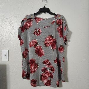 🌹 **Floral Stripe Blouse | Chic & Feminine** 🌹